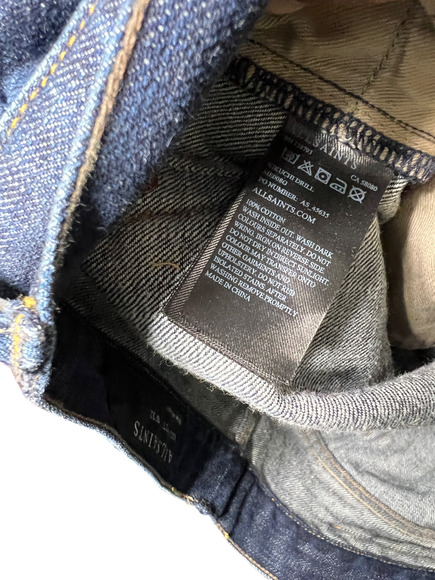 AllSaints Mens size 32 x 32 Rigg Fit Blue Button Fly Straight Leg Denim Jeans - Picture 11 of 11